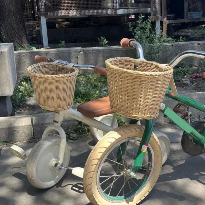  Kids’ Bike Handlebar Basket – Handwoven Rattan-Style Front Basket