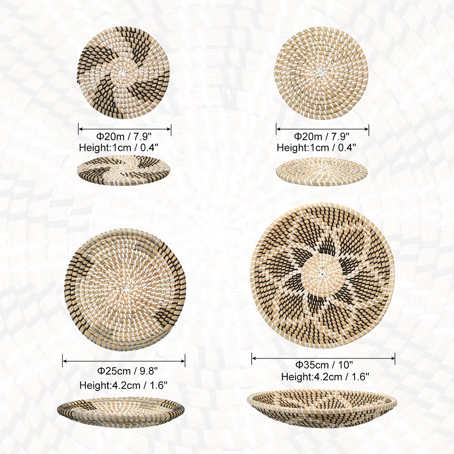  Boho Woven Wall Basket Set – 3pc Hanging Straw & Wicker Decor
