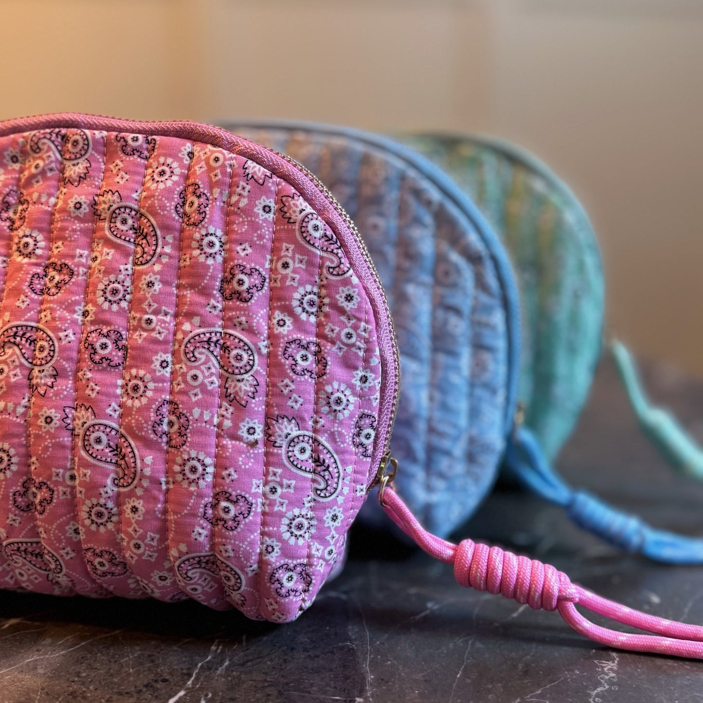  Quilted Paisley Cosmetic & Travel Makeup Bag