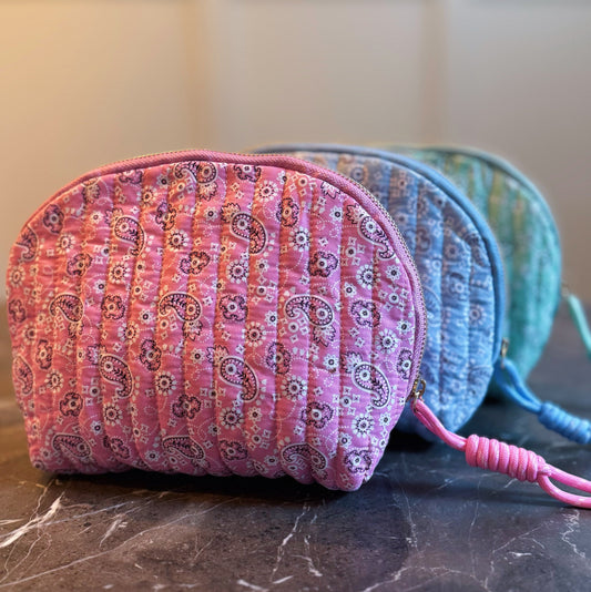  Quilted Paisley Cosmetic & Travel Makeup Bag