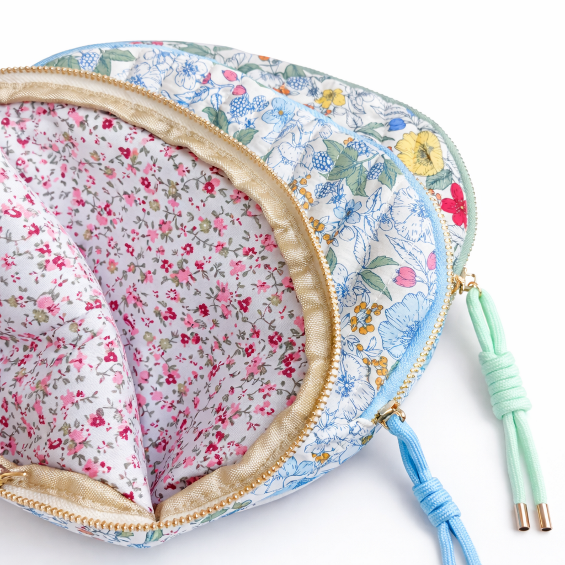  Vintage Floral Quilted Makeup Bag