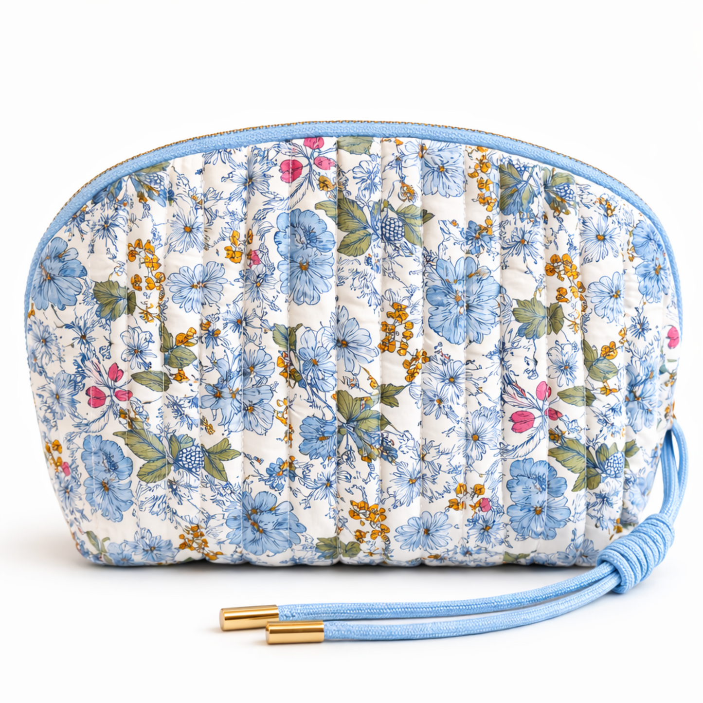  Vintage Floral Quilted Makeup Bag