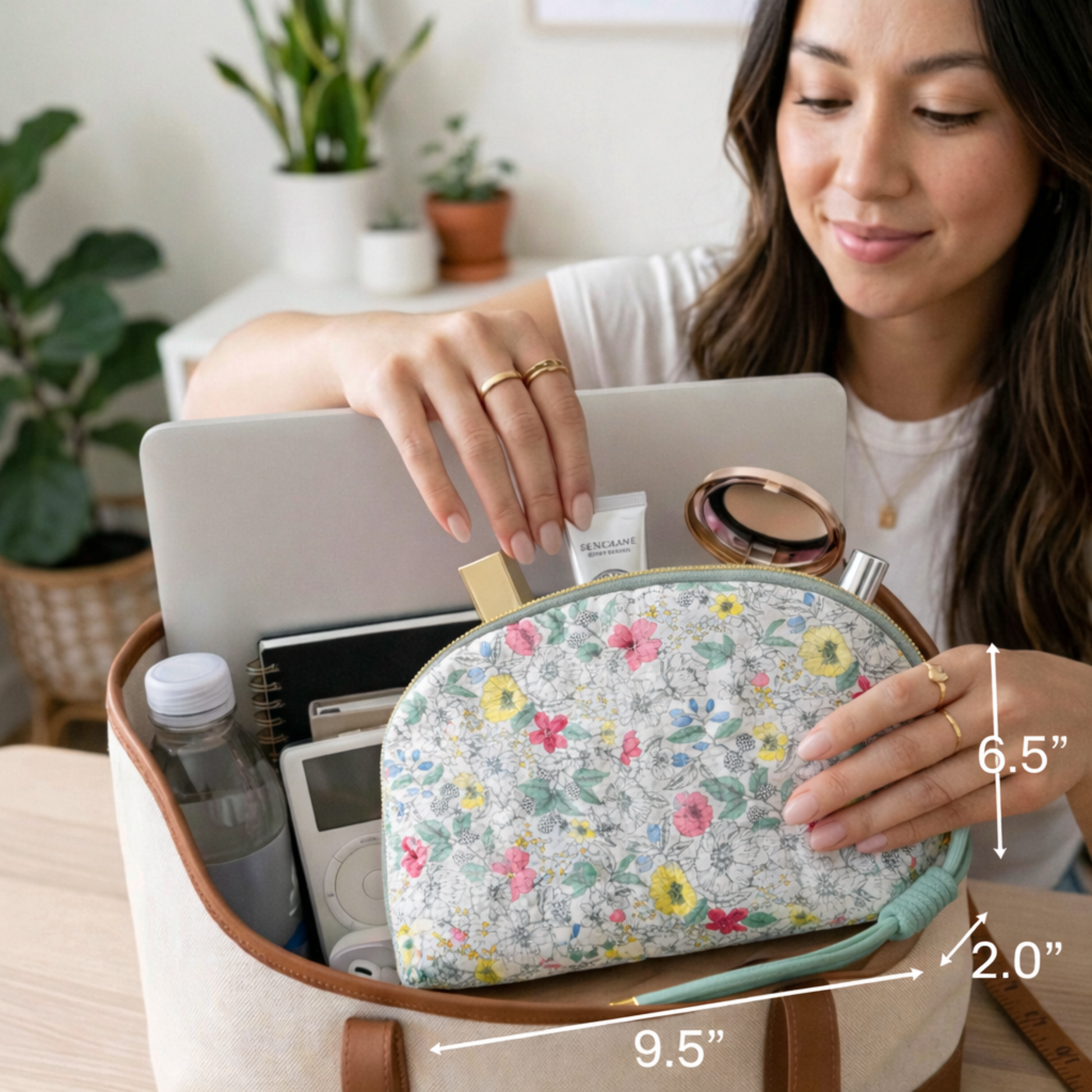  Vintage Floral Quilted Makeup Bag