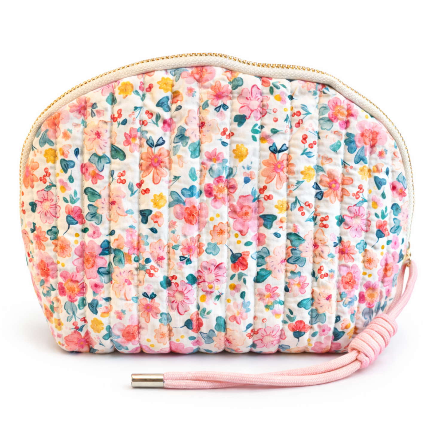  Vintage Floral Quilted Makeup Bag