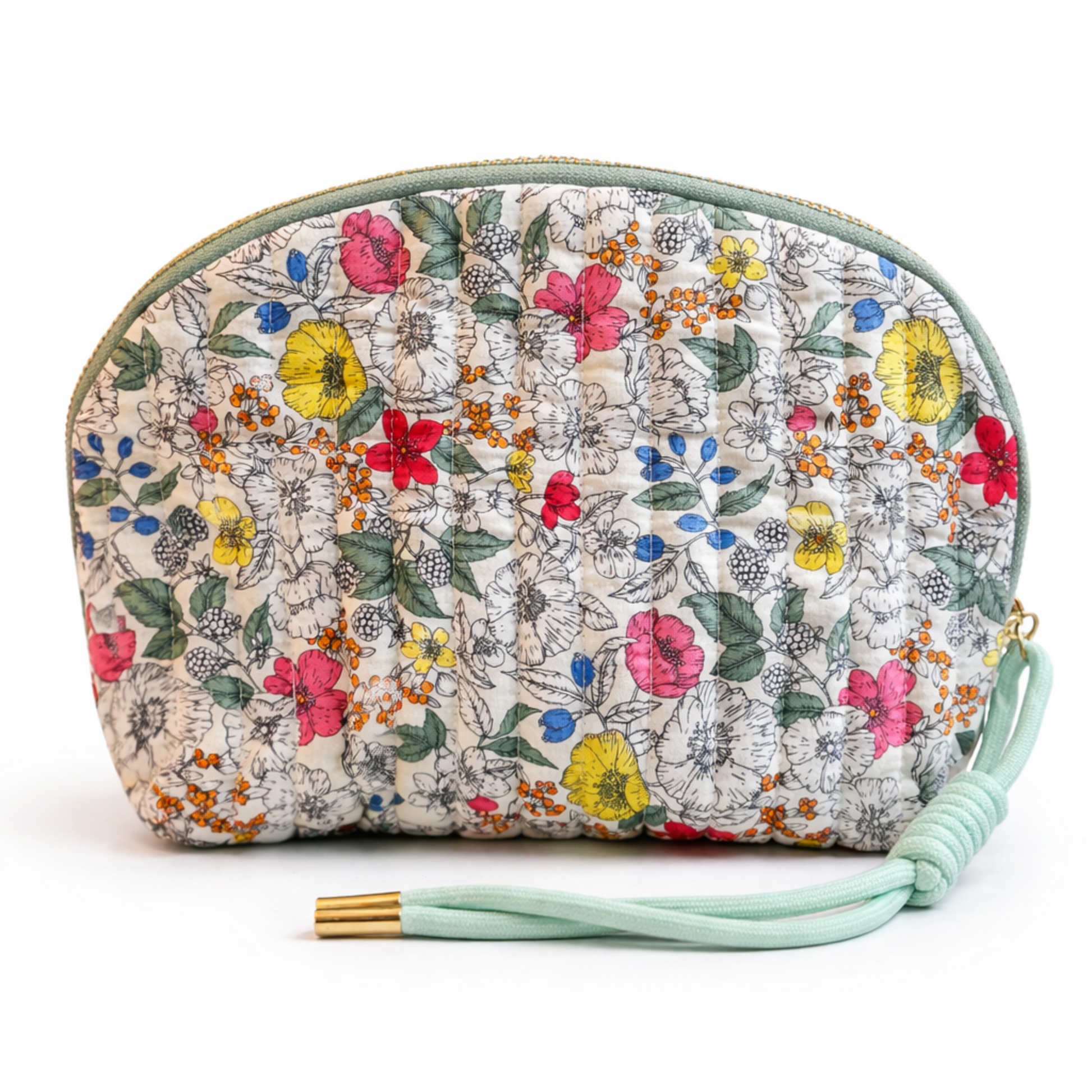  Vintage Floral Quilted Makeup Bag