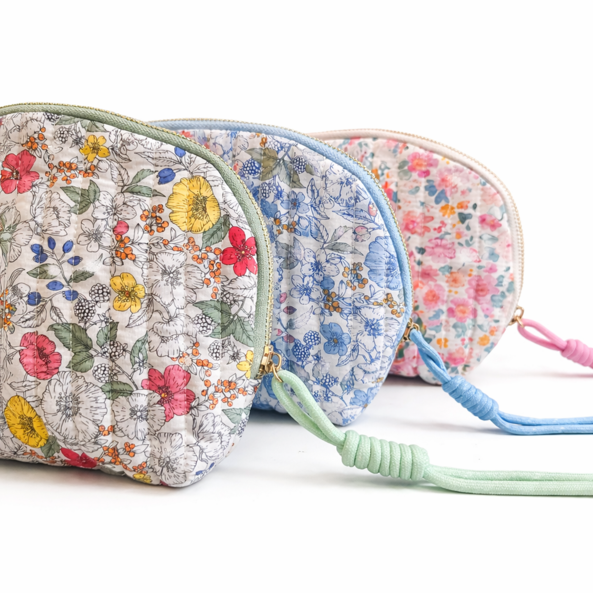  Vintage Floral Quilted Makeup Bag