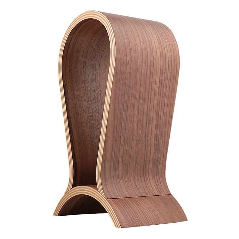  Walnut Wood Headphone Stand – Sleek Desktop Hanger for Headsets 