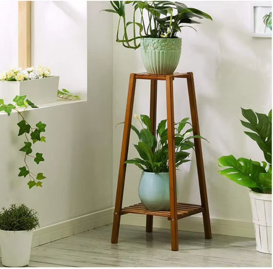 Tall Bamboo Plant Stand – 30"/38"/46" Multi-Tier Flower Pot Display Shelf for Indoor & Outdoor Use 