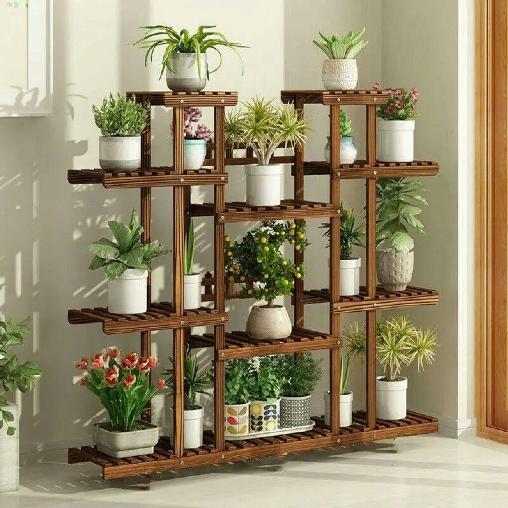  Wooden Plant Shelf – Multi-Tier Flower Pot Display Stand for Indoor & Outdoor