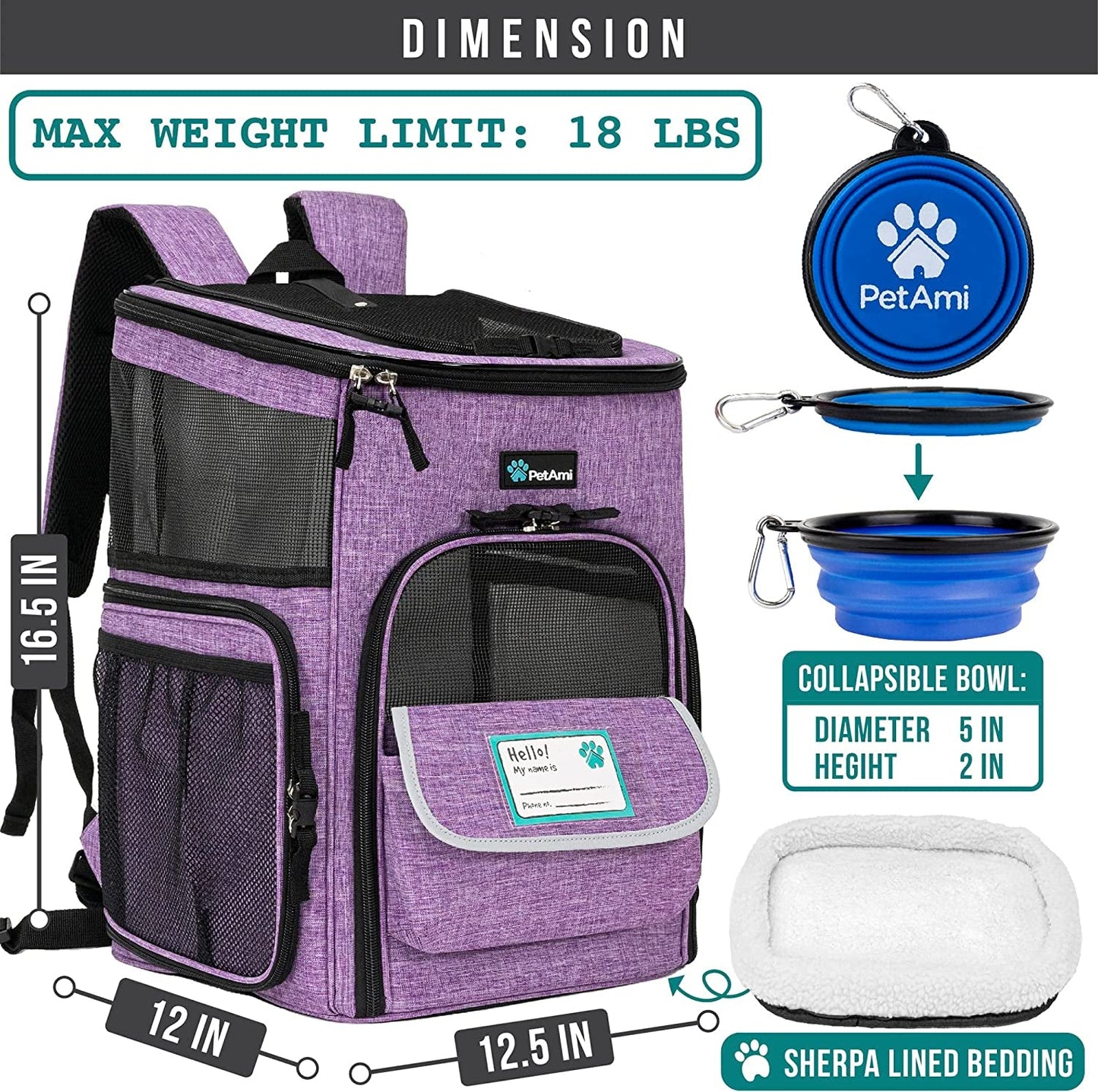 Airline-Approved Pet Backpack Carrier – for Cats & Small Dogs (Up to 18 lbs) - | KSLotuslux