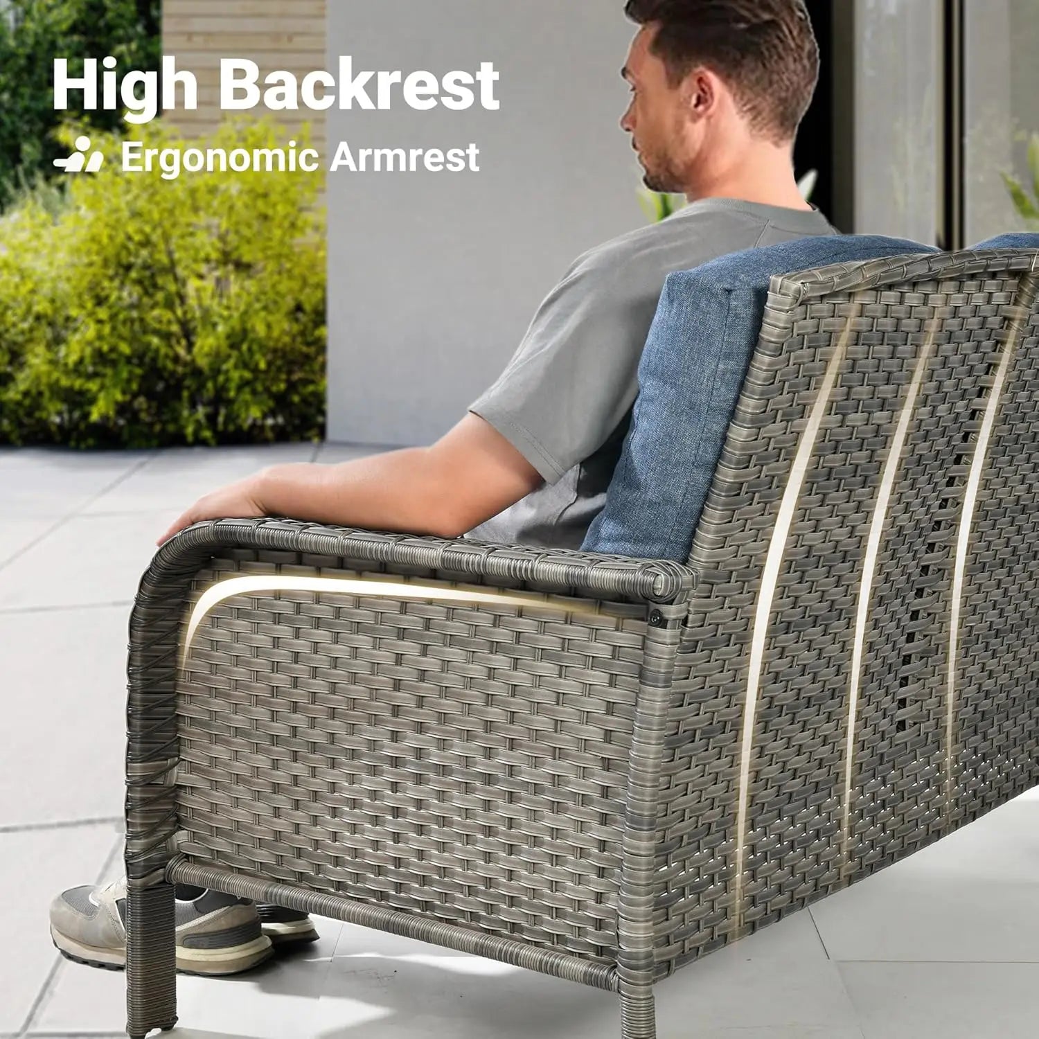 4-Piece Outdoor Patio Set with 30" Fire Pit Table  [All-Weather Wicker Chairs with High Backs, Seating for 4]  