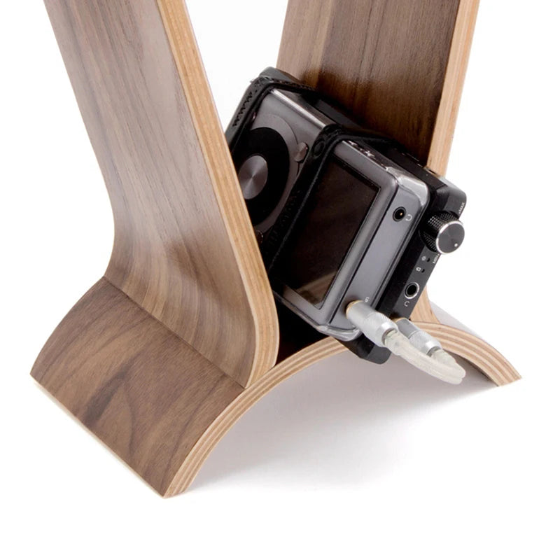  Walnut Wood Headphone Stand – Sleek Desktop Hanger for Headsets 