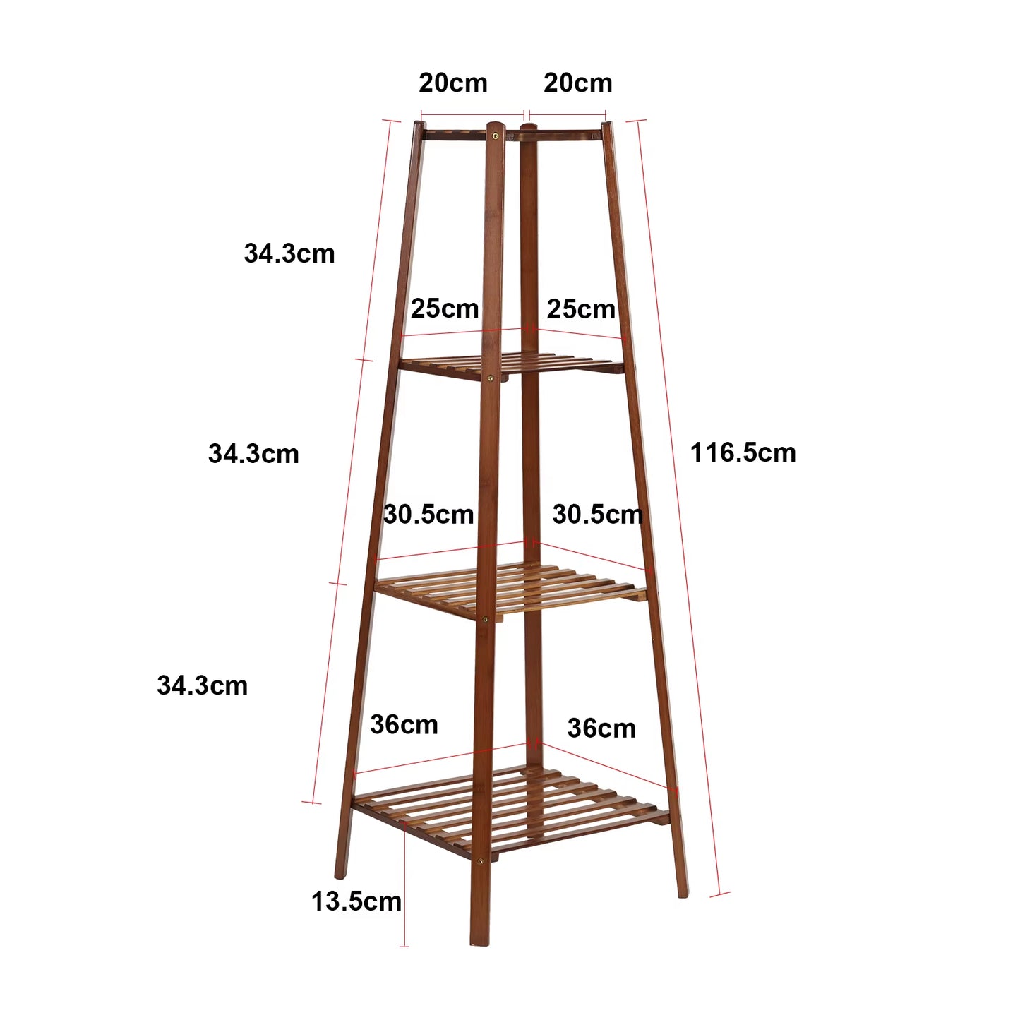 Tall Bamboo Plant Stand – 30"/38"/46" Multi-Tier Flower Pot Display Shelf for Indoor & Outdoor Use 