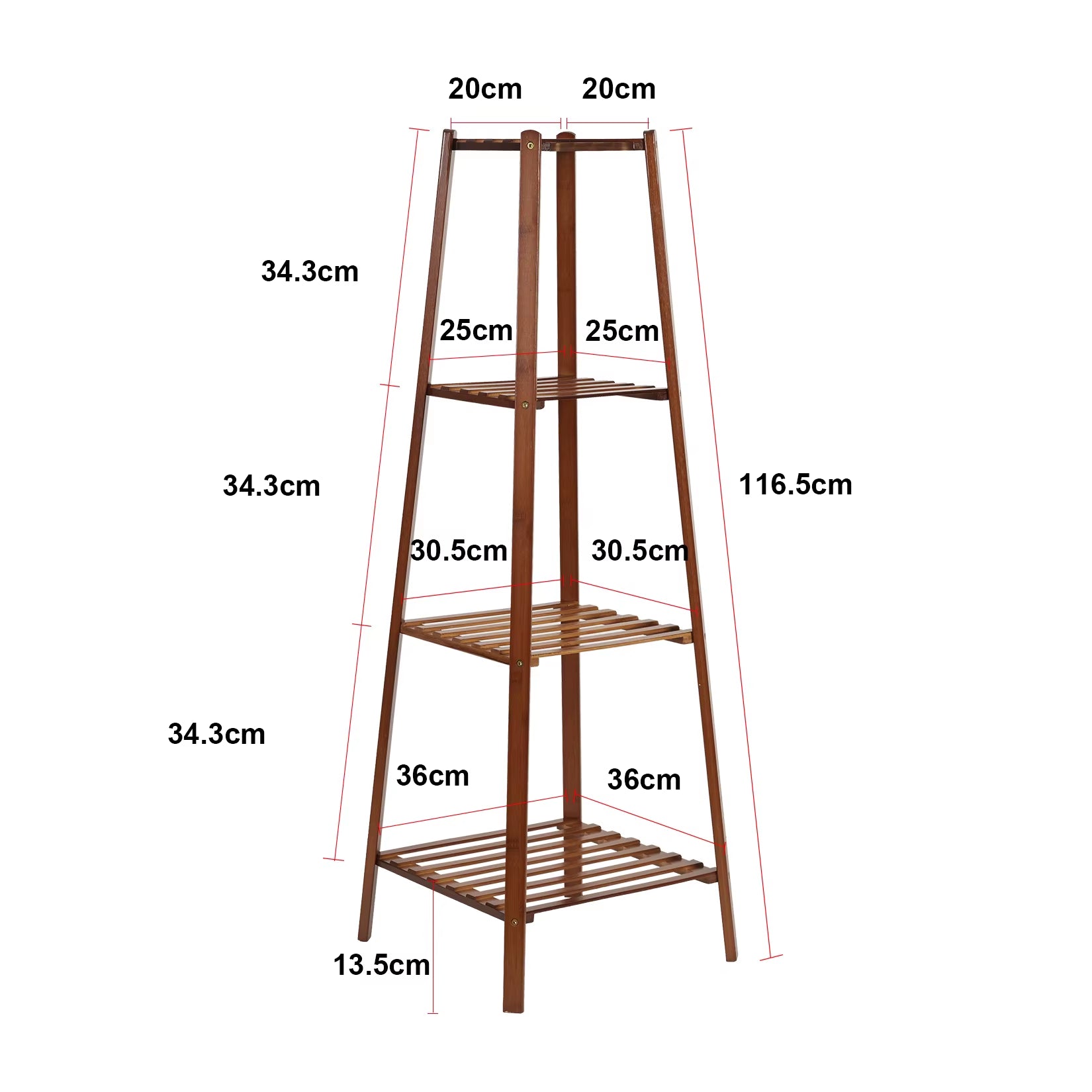 Tall Bamboo Plant Stand – 30"/38"/46" Multi-Tier Flower Pot Display Shelf for Indoor & Outdoor Use 