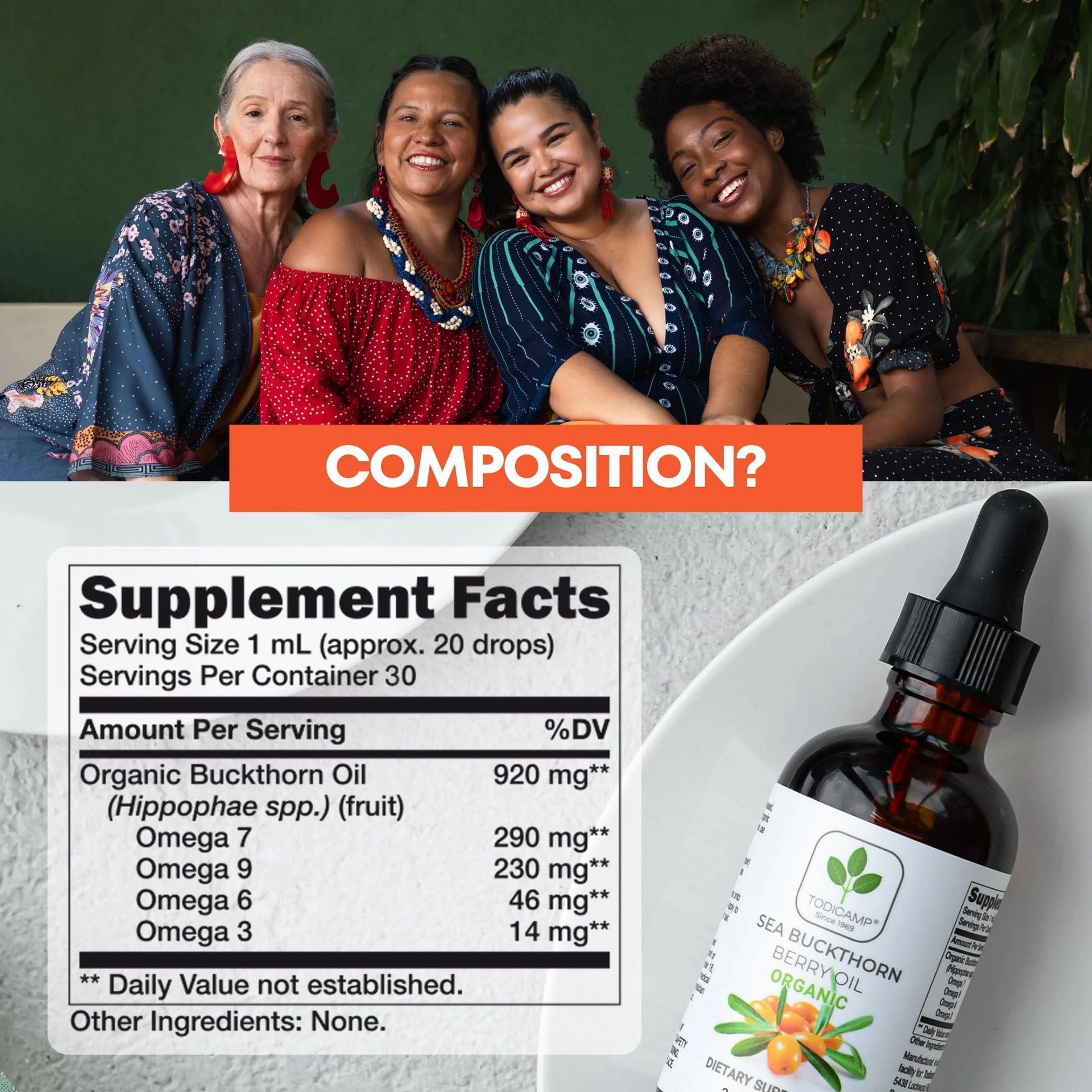  Organic Sea Buckthorn Oil – Cold-Pressed 1oz | For Face, Hair & Body