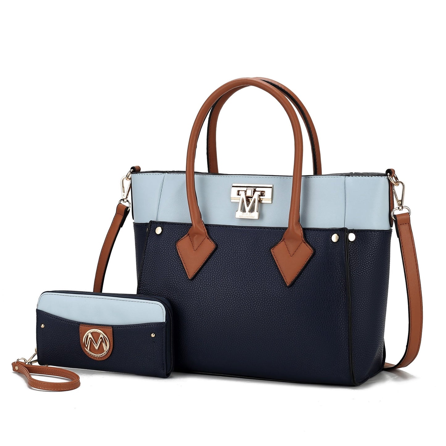 Brynlee Women’s Tote Bag & Wristlet Set by Mia K – Navy - | KSLotuslux