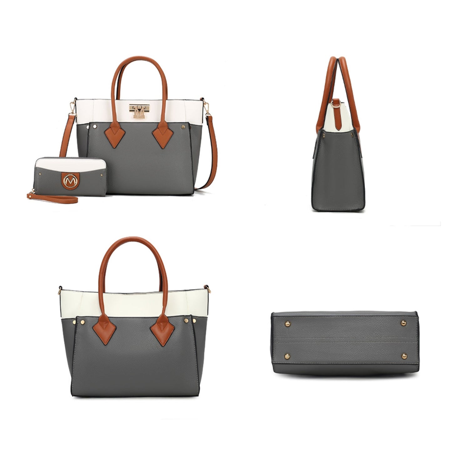 Brynlee Women’s Tote Bag & Wristlet Set by Mia K – Navy - | KSLotuslux