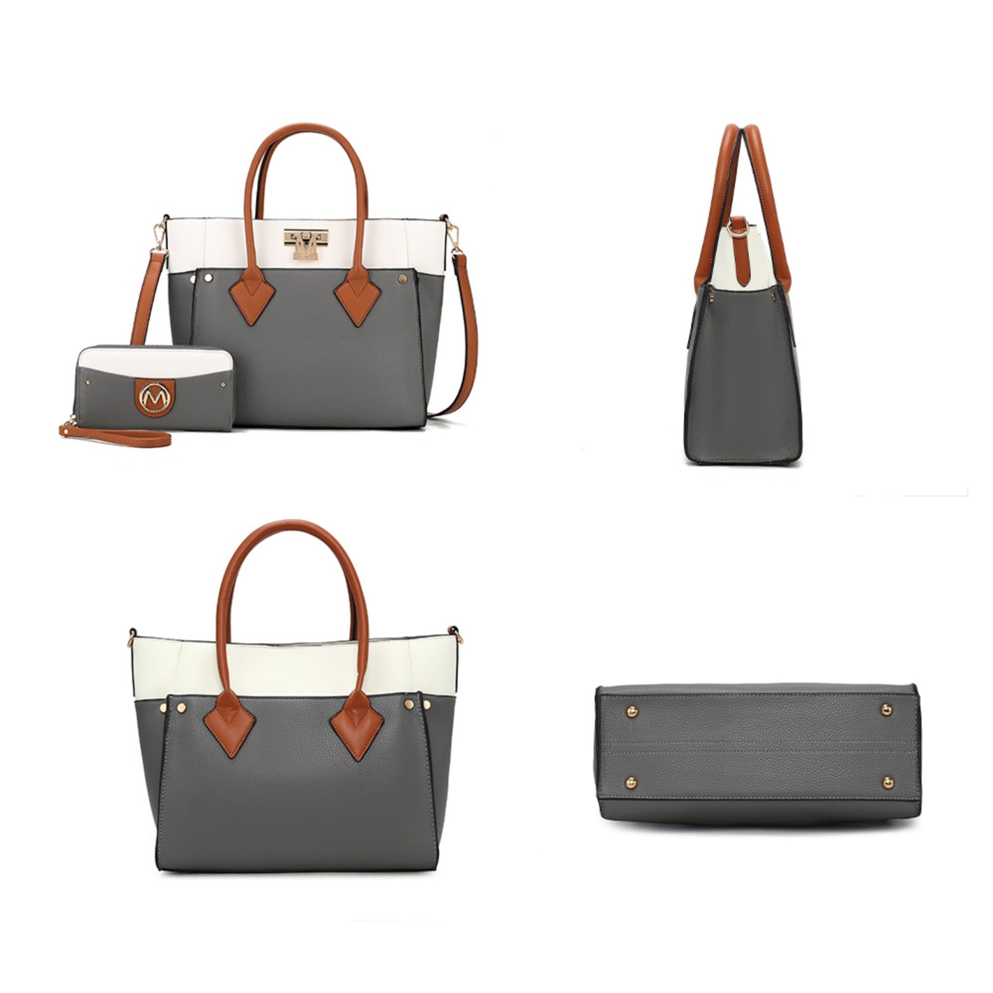 Brynlee Women’s Tote Bag & Wristlet Set by Mia K – Navy - | KSLotuslux