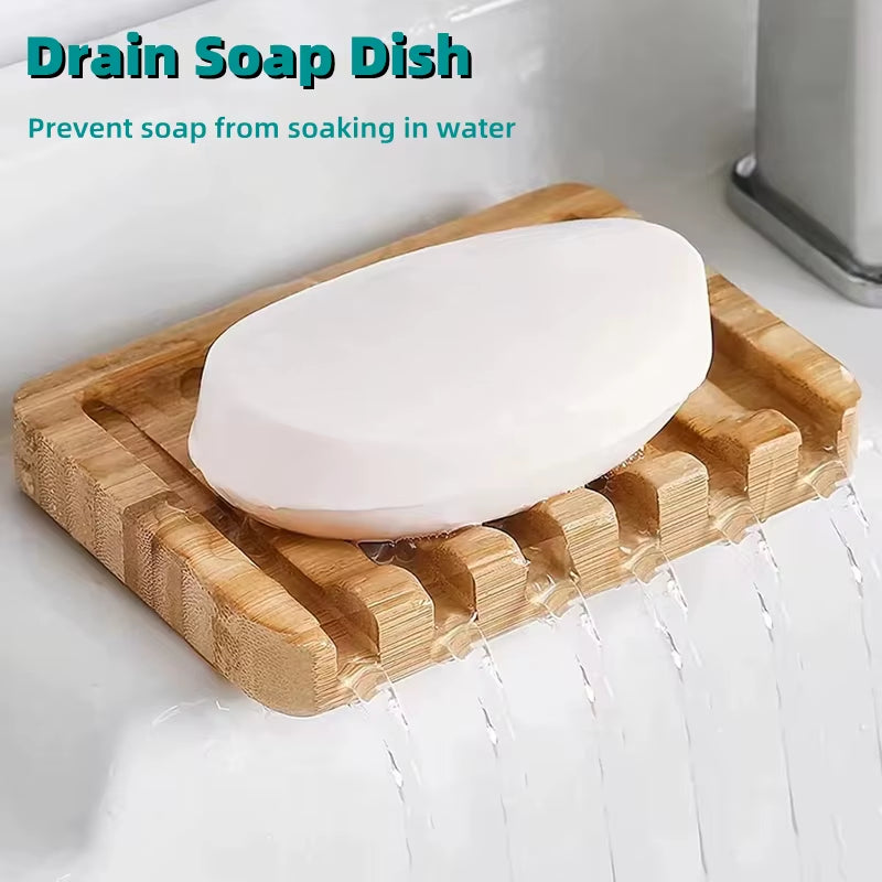  Natural Bamboo Soap Dish – 1 or 2 Pack