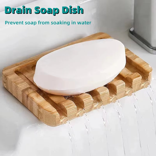  Natural Bamboo Soap Dish – 1 or 2 Pack