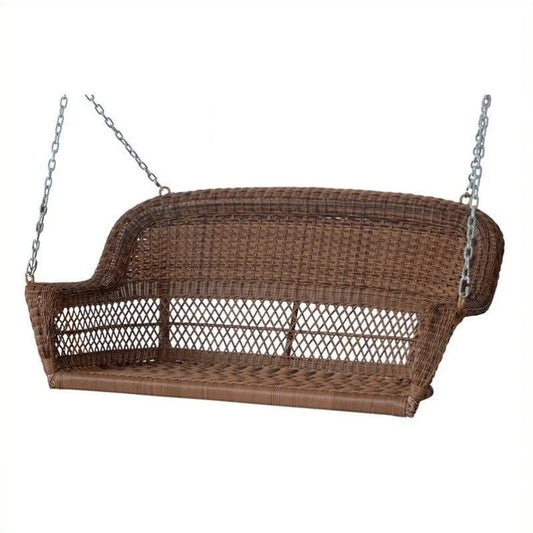 Resin Wicker Porch Swing in Honey