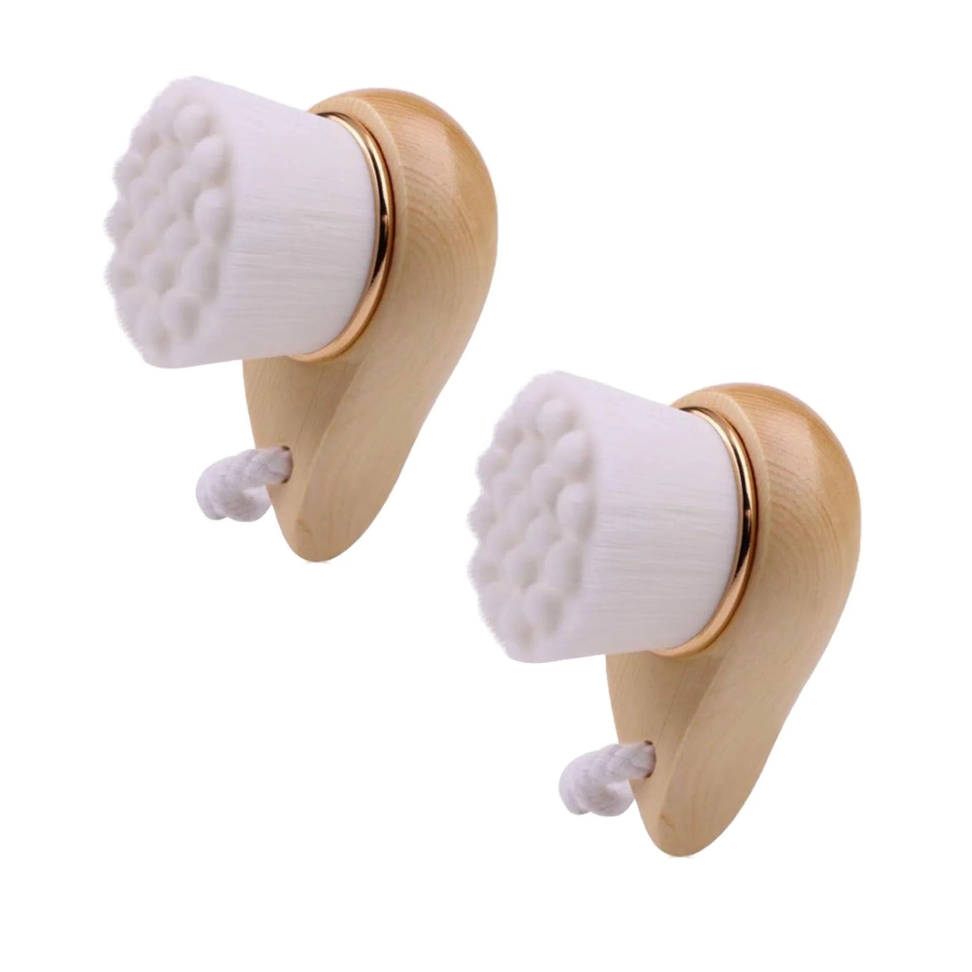  2-Pack Soft Facial Cleansing Brushes with Extra-Fine Bristles & Bamboo Handles