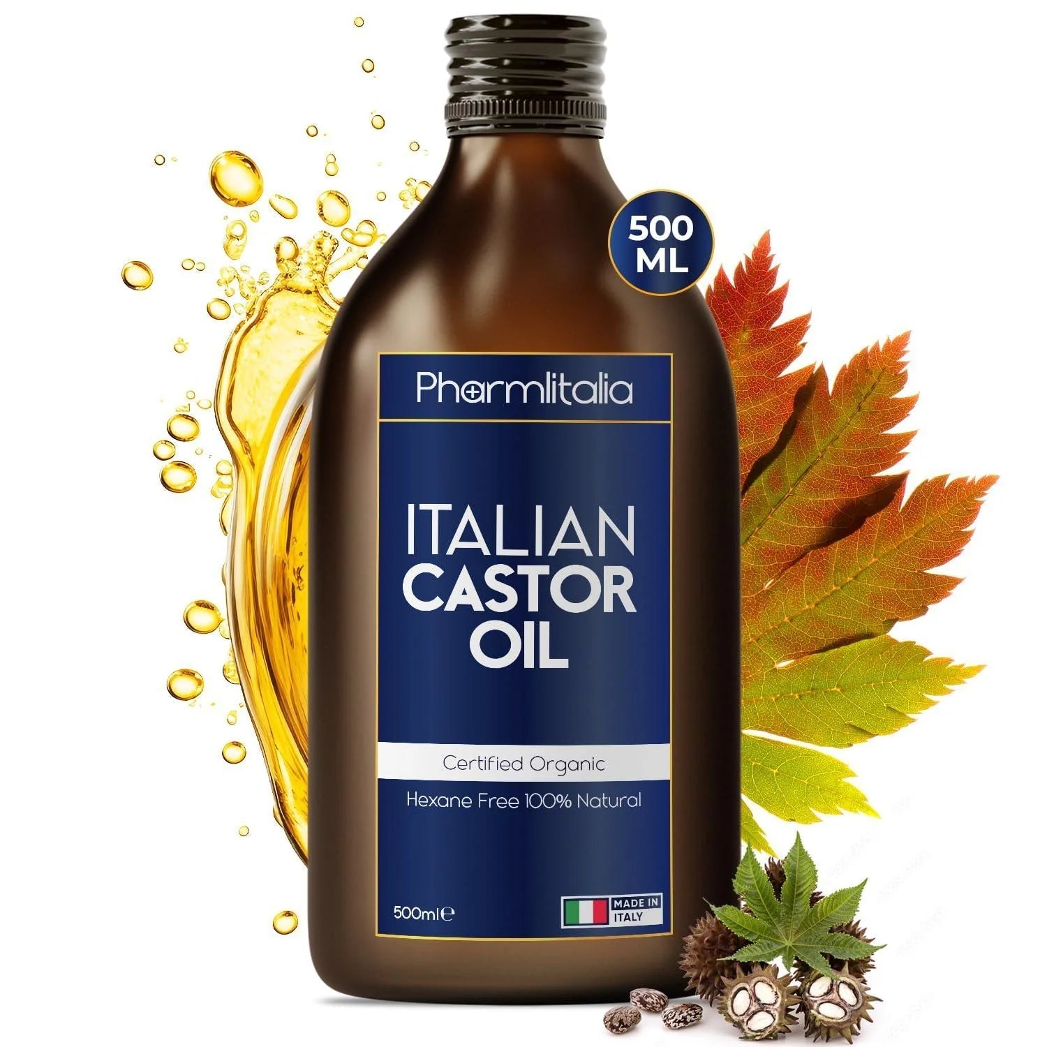 Cold-Pressed Organic Castor Oil – 500ml | Pure, Hexane-Free Oil for Hair, Skin, Nails & Brows - | KSLotuslux