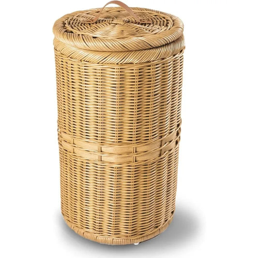 Tall Wicker Trash Basket with Metal Liner