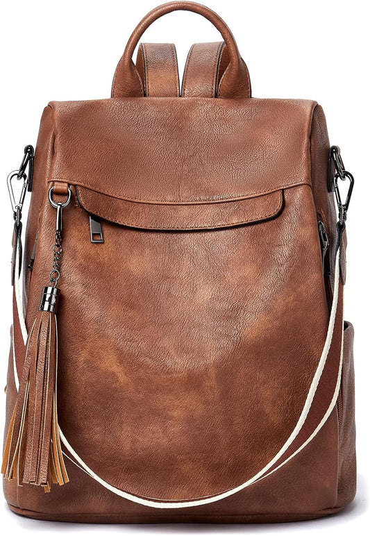  Women’s Backpack Purse Made from soft, durable PU (polyurethane) leather with Tassel