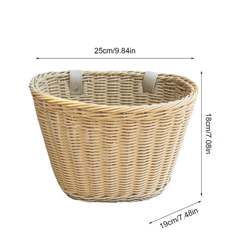  Kids’ Bike Handlebar Basket – Handwoven Rattan-Style Front Basket