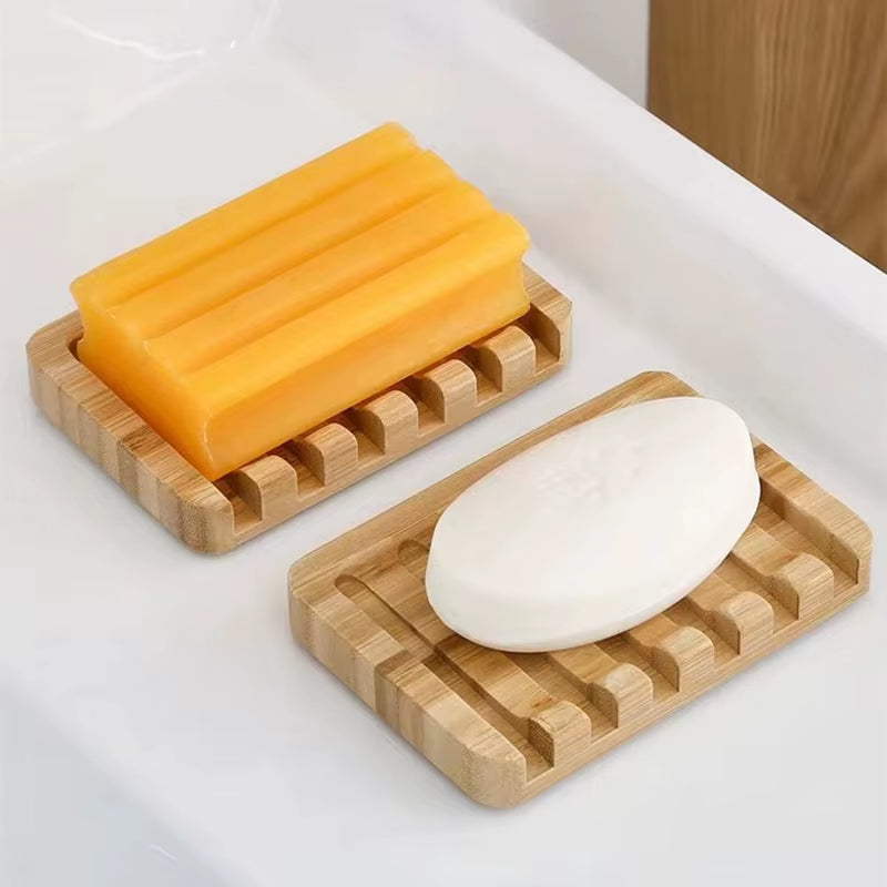  Natural Bamboo Soap Dish – 1 or 2 Pack