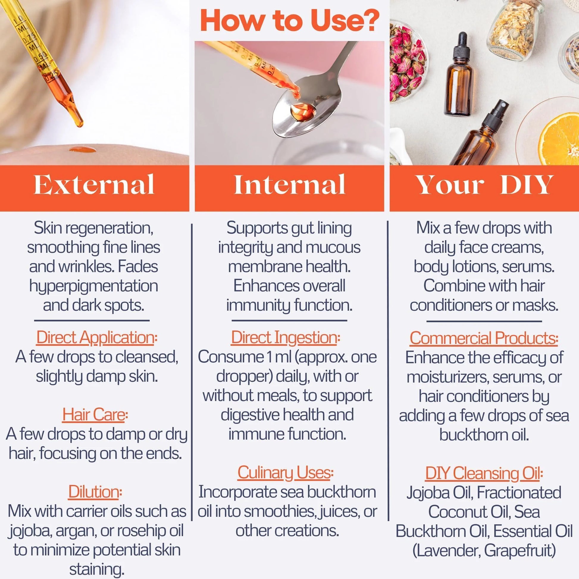  Organic Sea Buckthorn Oil – Cold-Pressed 1oz | For Face, Hair & Body