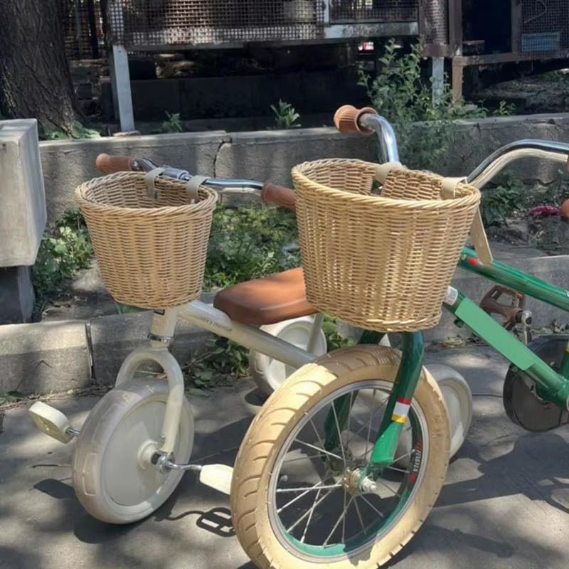 Kids’ Bike Handlebar Basket – Handwoven Rattan-Style Front Basket - | KSLotuslux