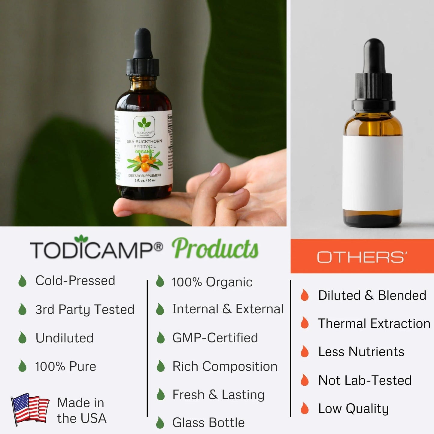 Organic Sea Buckthorn Oil – Cold-Pressed 1oz | For Face, Hair & Body - | KSLotuslux