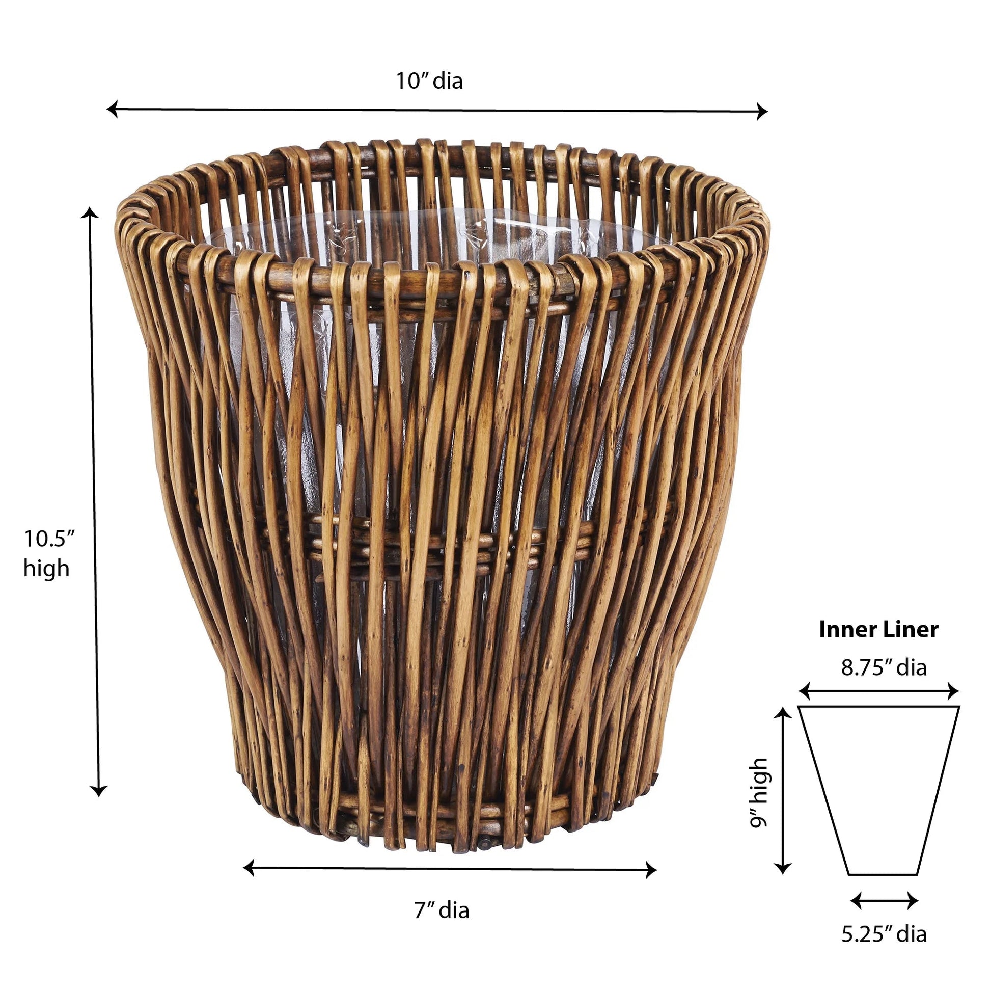 Small Reed Willow Waste Basket - | KSLotuslux