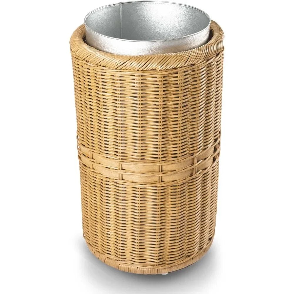 Tall Wicker Trash Basket with Metal Liner - | KSLotuslux